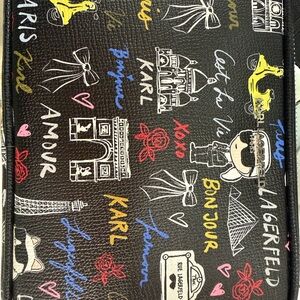 Karl Lagerfeld Black Multicolor Graphic Messenger Bag